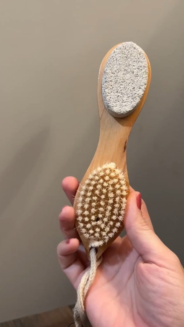 Pumice Stone Foot File 4 in 1 Double Sided Foot Cleaner Kit Pedicure Steel Files Sandpaper Pumice Stone Boar Bristle Bamboo Foot Scrub - Image 3